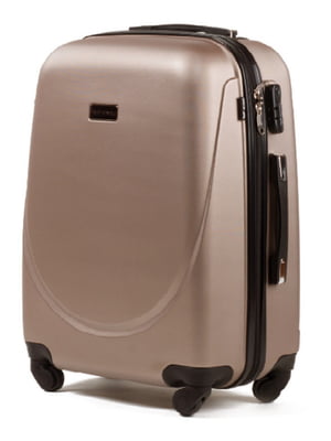 Маленька золотисто-рожева дорожня пластикова валіза на 4-х колесах (45 л) | 6767671