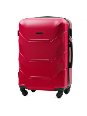 Середня червона дорожня пластикова валіза на 4-х колесах (62 л) | 6767702