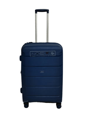 Середня пластикова валіза синього кольору | 6767711