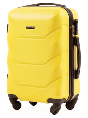 Маленька жовта дорожня пластикова валіза на 4-х колесах (45 л) | 6767722