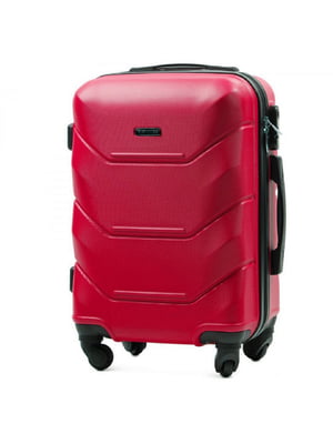 Маленька червона дорожня пластикова валіза на 4-х колесах (45 л) | 6767737