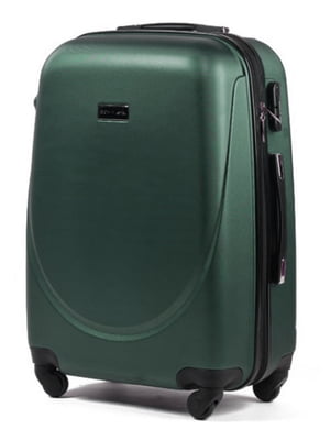 Середня темно-зелена дорожня пластикова валіза на 4-х колесах (62 л) | 6767741