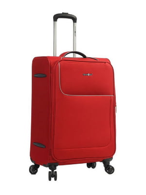 Велика тканинна валіза червоного кольору на 4-х колесах | 6767744