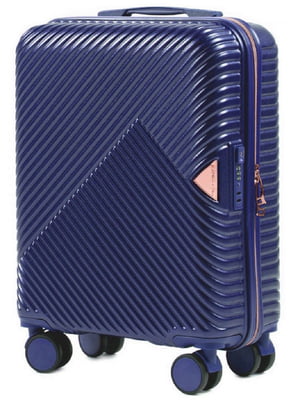 Маленька темно-синя дорожня пластикова валіза на 4-х колесах (35 л) | 6767767