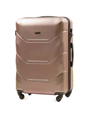 Велика золотисто-рожева дорожня пластикова валіза на 4-х колесах (86 л) | 6767770