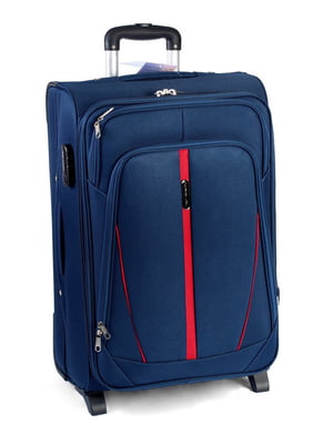 Велика тканинна валіза темно-синього кольору на 2-х колесах | 6767793