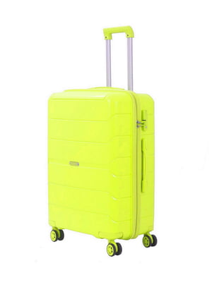 Пластикова валіза середнього розміру лимонного кольору на 4-х колесах | 6767818