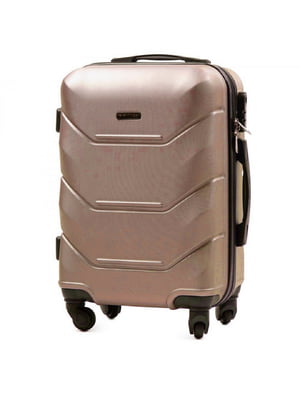 Маленька золотисто-рожева дорожня пластикова валіза на 4-х колесах (45 л) | 6767849