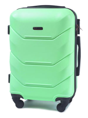 Маленька дорожня пластикова валіза на 4-х колесах салатового кольору (45 л) | 6767850