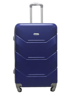 Велика пластикова валіза синього кольору на 4-х колесах | 6767856