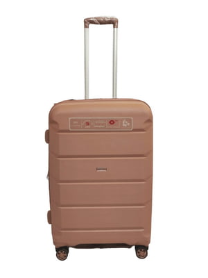 Середня пластикова валіза кольору рожеве золото | 6767863