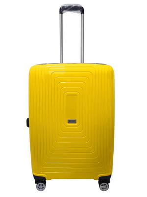 Середня пластикова валіза жовтого кольору | 6767867