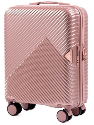 Маленька золотисто-рожева дорожня пластикова валіза на 4-х колесах (35 л) | 6767878