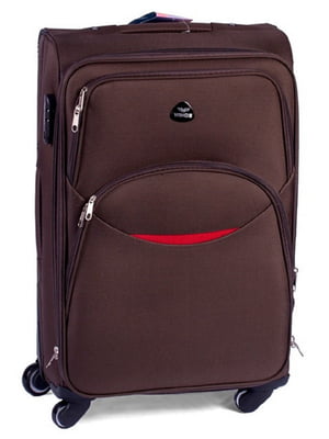 Велика тканинна валіза коричневого кольору на 4-х колесах | 6767893