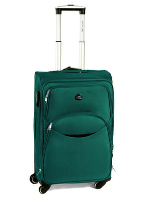 Мала тканинна валіза зеленого кольору на 4-х колесах | 6767894