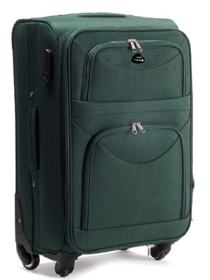 Велика тканинна валіза зеленого кольору на 4-х колесах | 6767898