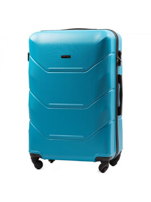 Велика блакитна дорожня пластикова валіза на 4-х колесах (86 л) | 6767917