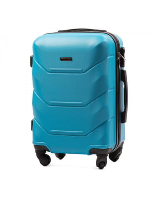 Маленька блакитна дорожня пластикова валіза на 4-х колесах (45 л) | 6767921