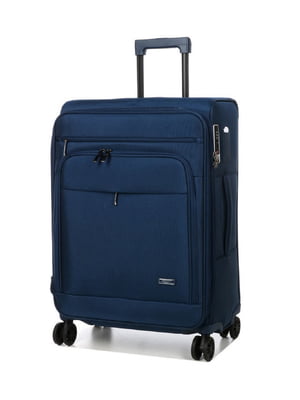 Середня текстильна валіза синього кольору | 6767946