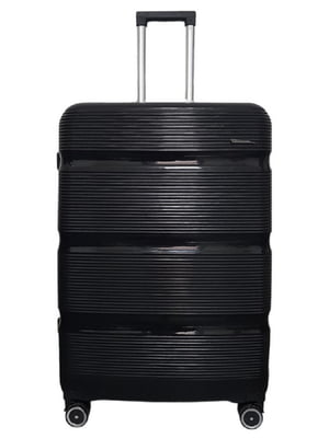 Велика пластикова валіза чорного кольору на 4-х колесах | 6767954