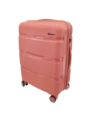 Велика пластикова валіза рожевого кольору на 4-х колесах | 6767972