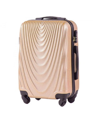 Маленька золотисто-рожева пластикова валіза на 4-х колесах з розширенням (45 л) | 6767975