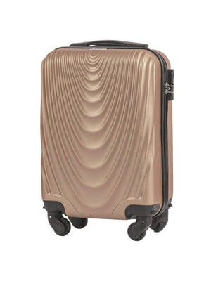 Золотисто-рожева дорожня пластикова валіза маленького розміру на 4-х колесах (28 л) | 6767976