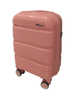 Маленька пластикова валіза рожевого кольору на 4-х колесах | 6767979