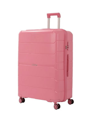 Велика пластикова валіза рожевого кольору на 4-х колесах | 6767983