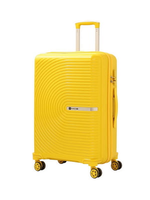 Велика пластикова валіза жовтого кольору на 4-х колесах | 6767986