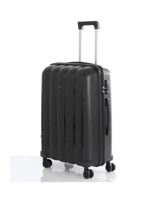 Пластикова валіза чорного кольору середнього розміру на 4-х колесах | 6767992