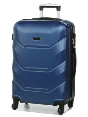 Пластикова валіза синього кольору середнього розміру на 4-х колесах | 6768064