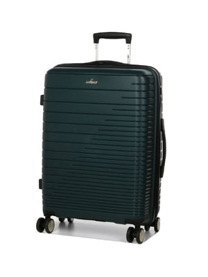Пластикова валіза темно-зелеого кольору середнього розміру на 4-х колесах | 6768073