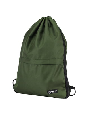 Рюкзак-мішок для взуття з розширенням і кишенею оливкового кольору | 6768088
