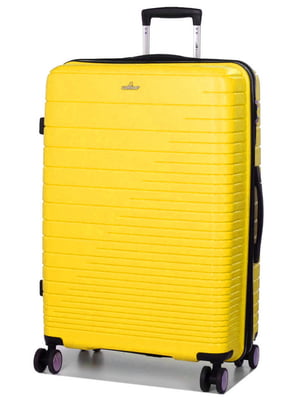Велика поліпропіленова валіза жовтого кольору на 4-х колесах | 6768109