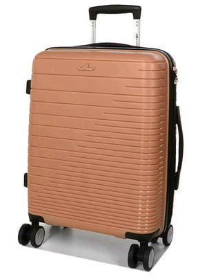 Маленька поліпропіленова валіза пудрового кольору на 4-х колесах | 6768112