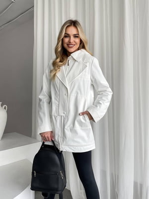 Біла куртка з оригінальним подвійним відкладним коміром | 6768161