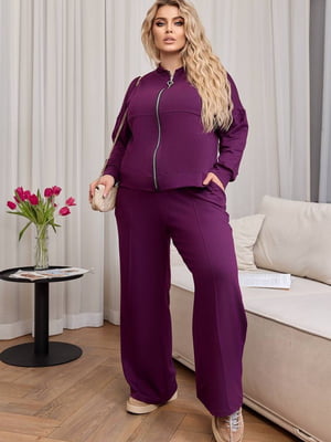 Прогулянковий фіолетовий костюм: кофта та штани-палаццо | 6768309