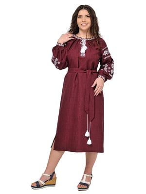 Бордова сукня-вишиванка “Зоряна” в етнічному стилі  | 6770138
