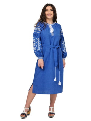 Сукня-вишиванка “Зоряна” кольору електрик в етнічному стилі  | 6770139