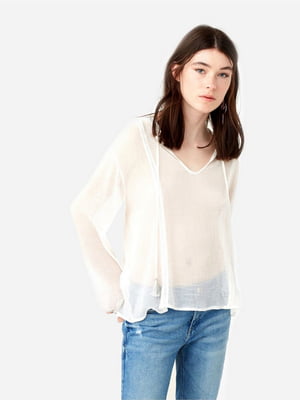 Белая прозрачная блуза с длинным рукавом | 6774158