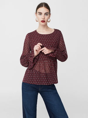 Бордовая блуза с длинным рукавом | 6774171