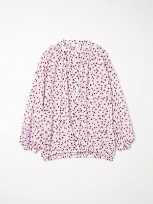 Розовая блуза с длинным рукавом в принт | 6774221