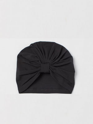 Черная шапка со стяжкой-бантом | 6774223
