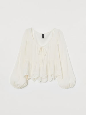 Блуза молочного кольору з тканини-жатка | 6774233