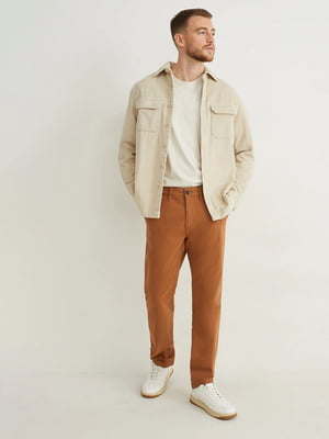 Світло-коричневі штани з легкої еластичної тканини | 6774326