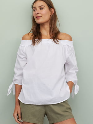 Біла блузка з відкритими плечима | 5952555