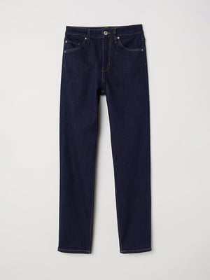 Вузькі темно-сині джинси із завищеною талією | 5952834