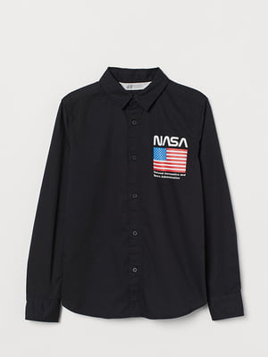 Рубашка черная с логотипом | 6004298