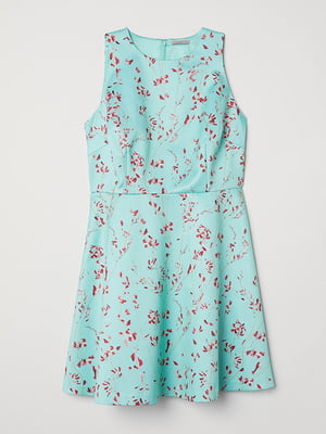 Сукня А-силуету бірюзового кольору в квітковий принт | 6123756